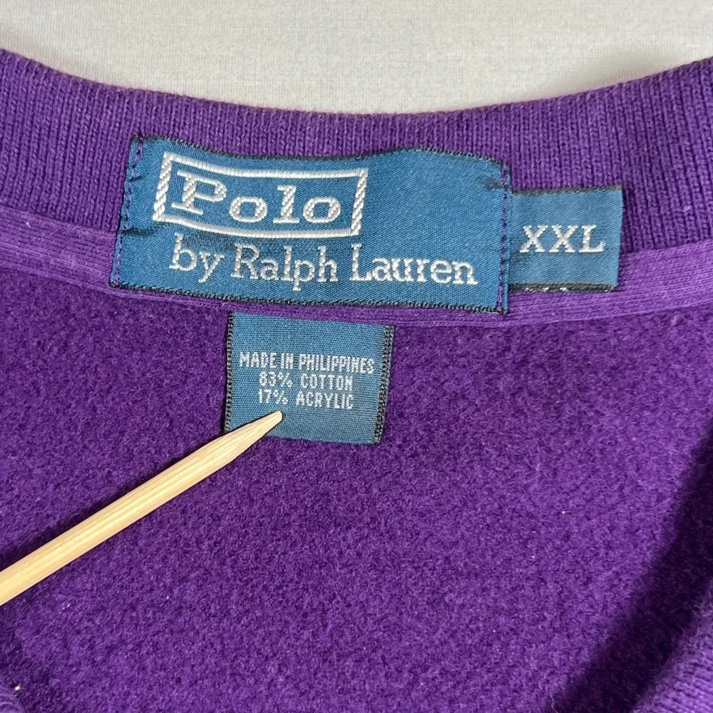 Polo Ralph Lauren Men XXL Purple Fleece Lined Heavyweight Long Sleeve Polo Shirt